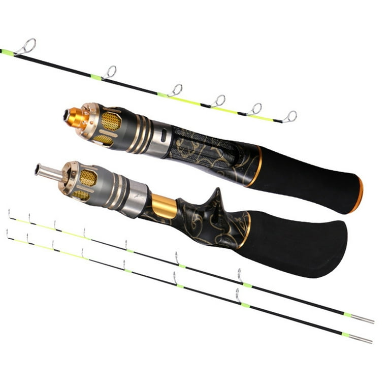 Alloy Carbon Ultra Short Ice Fishing Rod 70cm Insert Solid Soft Tail Rod ( Bend Handle) 