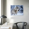 thumbnail image 3 of Nawypu  Winter Wolf Canvas Wall Art for Home Decor - Charming Snow Scene with Roaring Wolf Pictures Print On Canvas HD Giclee Artwork Ready to Hang, 3 of 4
