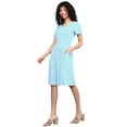 thumbnail image 5 of Made by Johnny Women's Comfy Casual Short Sleeve Flowy Dresses Loose Plain Dress with Pockets XL AQUA, 5 of 6