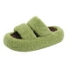 thumbnail image 2 of Pantuflas de mujer con suela gruesa y alza, color verde, doble tira con letras, estilo moderno otoño-invierno, cómodas, talla 39 Rkxzt, 2 of 9