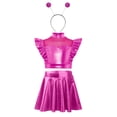 thumbnail image 4 of iiniim Girls 3 Pcs Alien Metallic Outfit Tops With A Line Skirt And Hair Hoop Set Rhinestones Hot Pink 12, 4 of 7