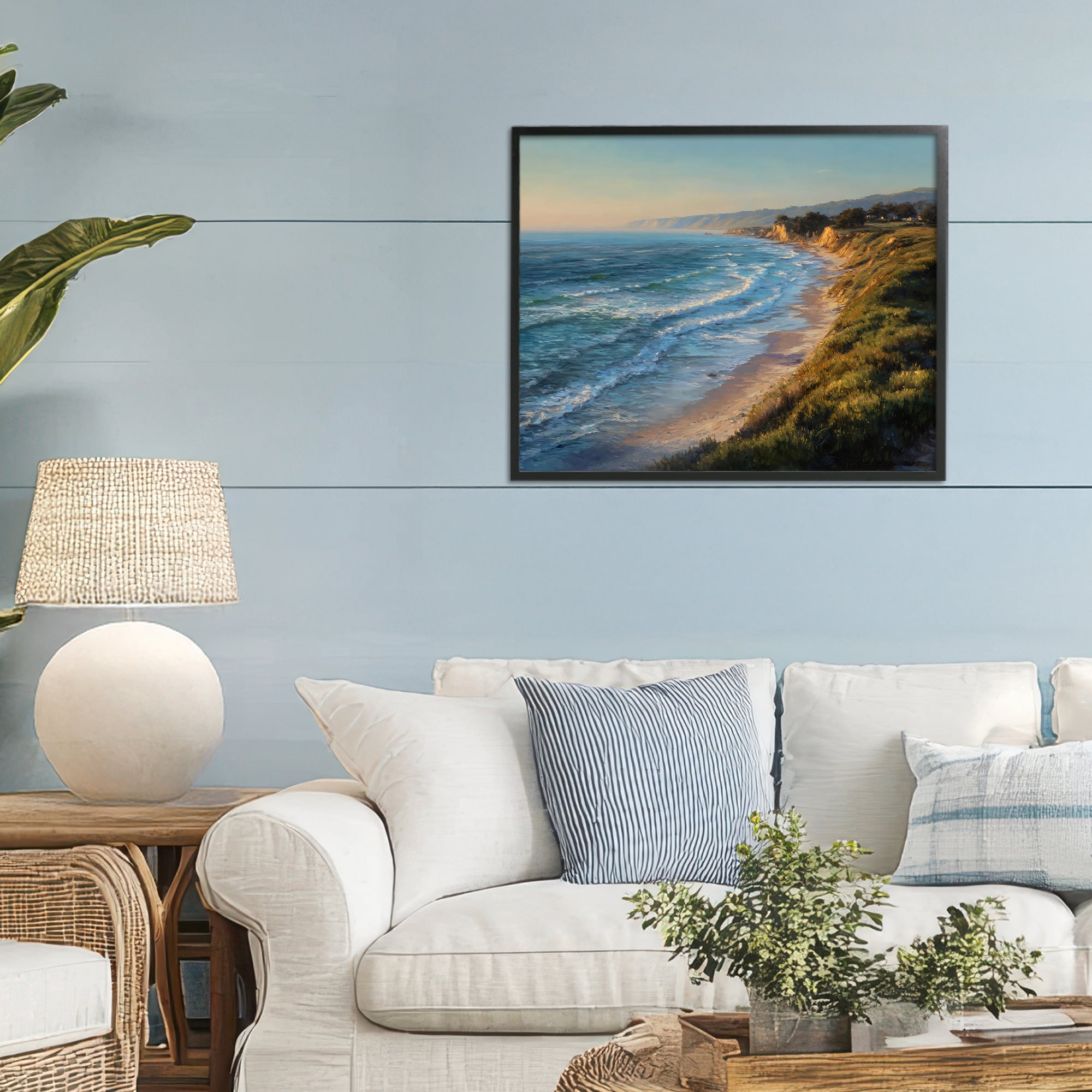 Stupell Industries Rounded Coastline View Black Framed Giclee Art, design by Franklyn Gregory