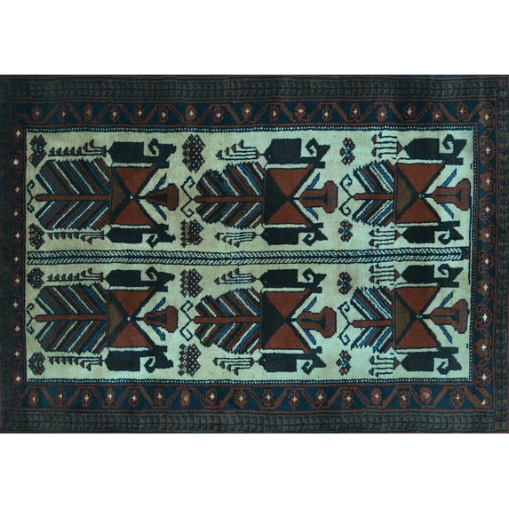 Ahgly Company Indoor Rectangle Persian Light Blue Traditional Area Rugs, 2' x 4'
