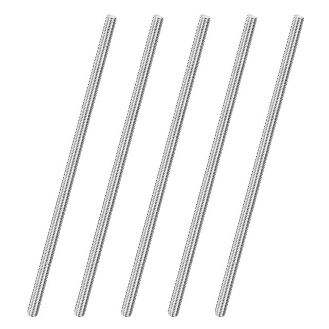Uxcell Paquete de 5 Varillas Roscadas Completamente, M10x300mm Barra de Rosca Derecha de Acero Inoxidable 304