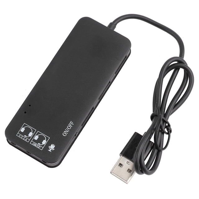 Hub USB 2.0 a 3 puertos USB 2.0 + micrófono para auriculares con adaptador de sonido de 7.1 canales divisor de puerto negro