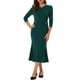 thumbnail image 2 of INSPIRE CHIC Vestido de cóctel de trabajo ajustado de mujer vintage con cola de pez y mangas 3/4 en verde, 2 of 6
