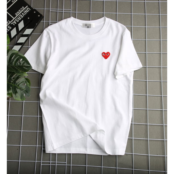 PLAY Camiseta Love Bordada Hombres Y Mujeres Blanco Y Negro Algodón Puro Pareja Estudiantes Manga Corta Gao Jiahui unisex