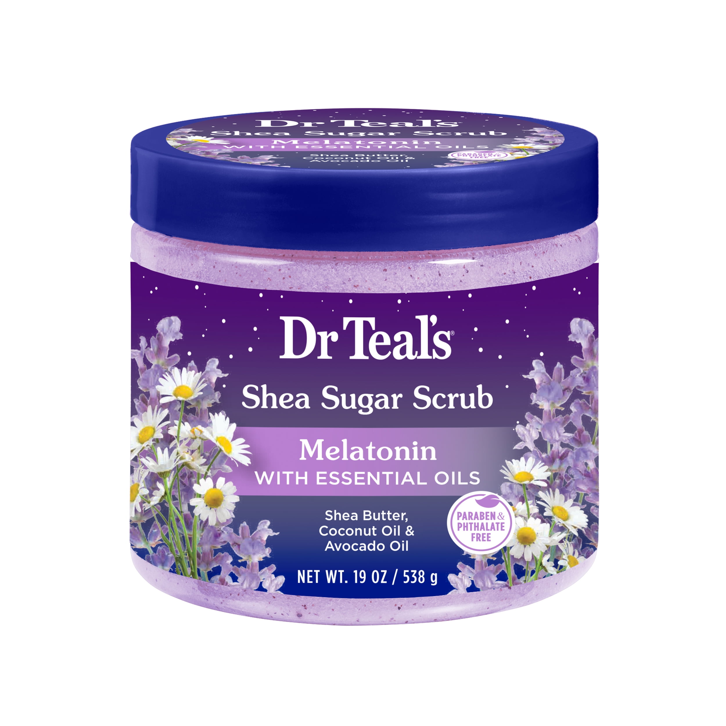 Dr Teal's Shea Sugar Body Scrub, Melatonin with Essential Oils, 19 oz