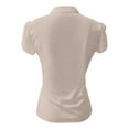 thumbnail image 5 of Siilsaa Women's Dressy Casual Tops Business Work Blouses White Button Down Shirts Cap Sleeve V Neck Tshirt Beige,L, 5 of 5