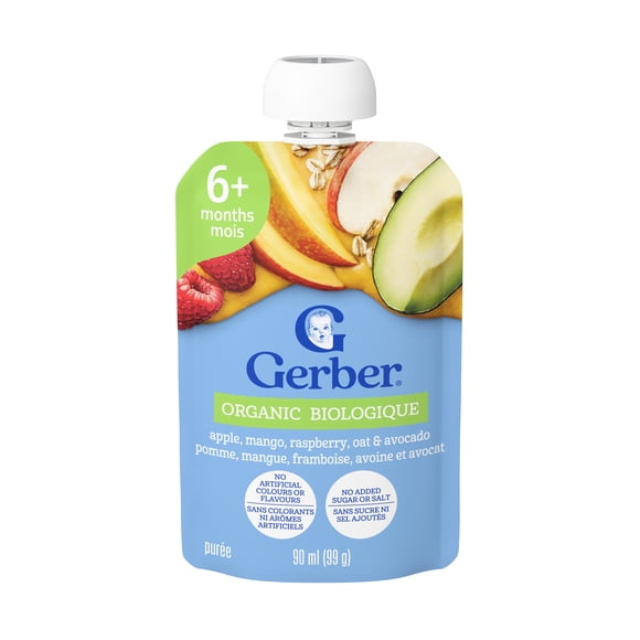 GERBER Purée Biologique pour Bébé Pomme Mangue Framboise Avocat Avoine