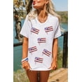 thumbnail image 3 of Women's White Sequin Bow T-Shirt with American Flag Patches | [ZhiHiMeRi] | (US 20-22)2XL, 3 of 12