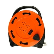 Hyper Tough 4-Outlet 25ft Extension Cord Indoor Cord Reel, Orange