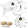 thumbnail image 7 of Homieasy L Shaped Desk with Power Outlet and USB Charging Station, 55 inch Corner Computer Desk with Drawers and Rolling End Table, Large Writing Desk Home Office Desks with File Cabinet, White, 7 of 7