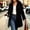 Black, variant on Women's Faux Suede Coat Pea Coat Hooded Button Down Mid-Length Drawstring Long Sleeve with Pockets Casual Fall Winter Daily Wear