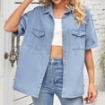 thumbnail image 5 of ZyeKqe Jean Jacket for Women Dressy Casual Long Sleeve Denim Jackets Button down Tops with Pockets, 5 of 8