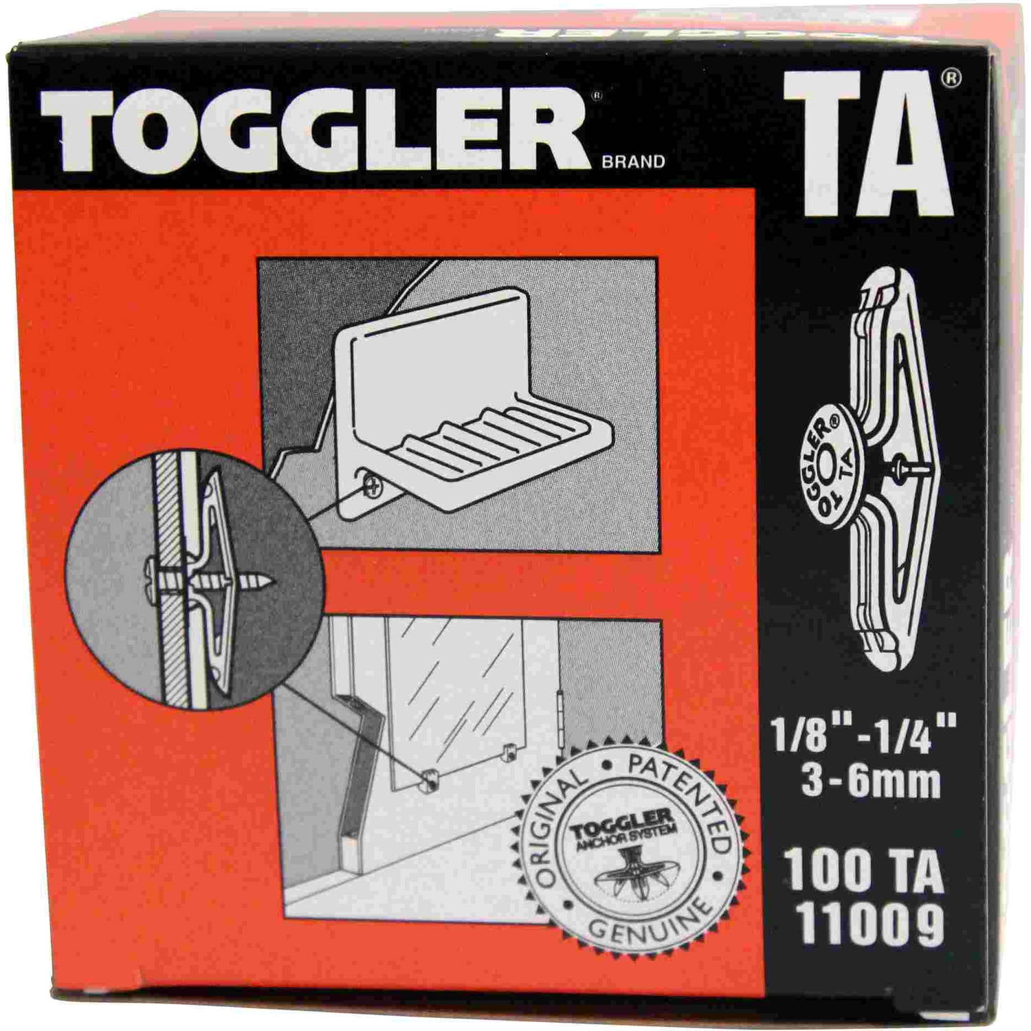 Toggler Plastic Toggle Anchors, Ta 100Piece Box of HollowDoor Anchors