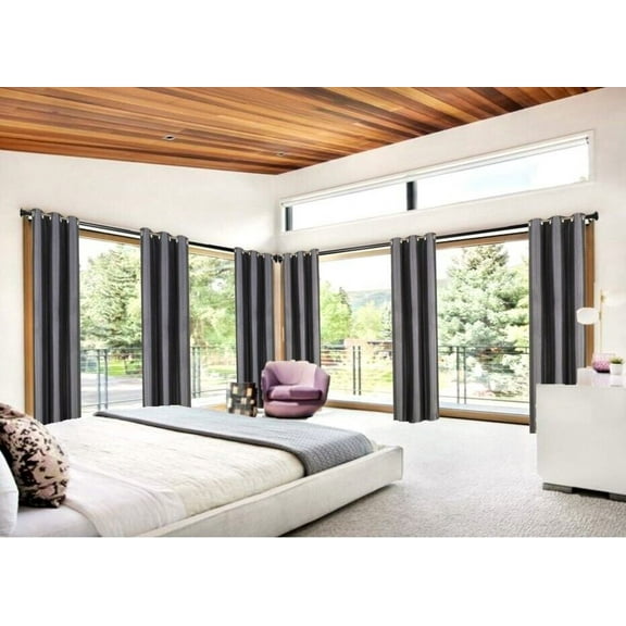 Full Room Darkening Grommets Charcoal 108" Length Adam Window Curtain Drapes for Bedroom Home Décor set of 2 Panels Blackout