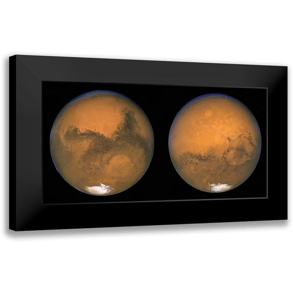 NASA 14x9 Black Modern Framed Museum Art Print Titled - Two Sides of Mars, Aug. 23, 2003