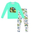 thumbnail image 1 of Ensembles de Pyjama Garçon Enfants Imprimé Dinosaure Col Rond Manches Longues Haut Pantalon Ensemble de Pyjama 2 Pcs Printemps Automne Pjs Enfants Vert Menthe 2 Ans-3 Ans, 1 of 5