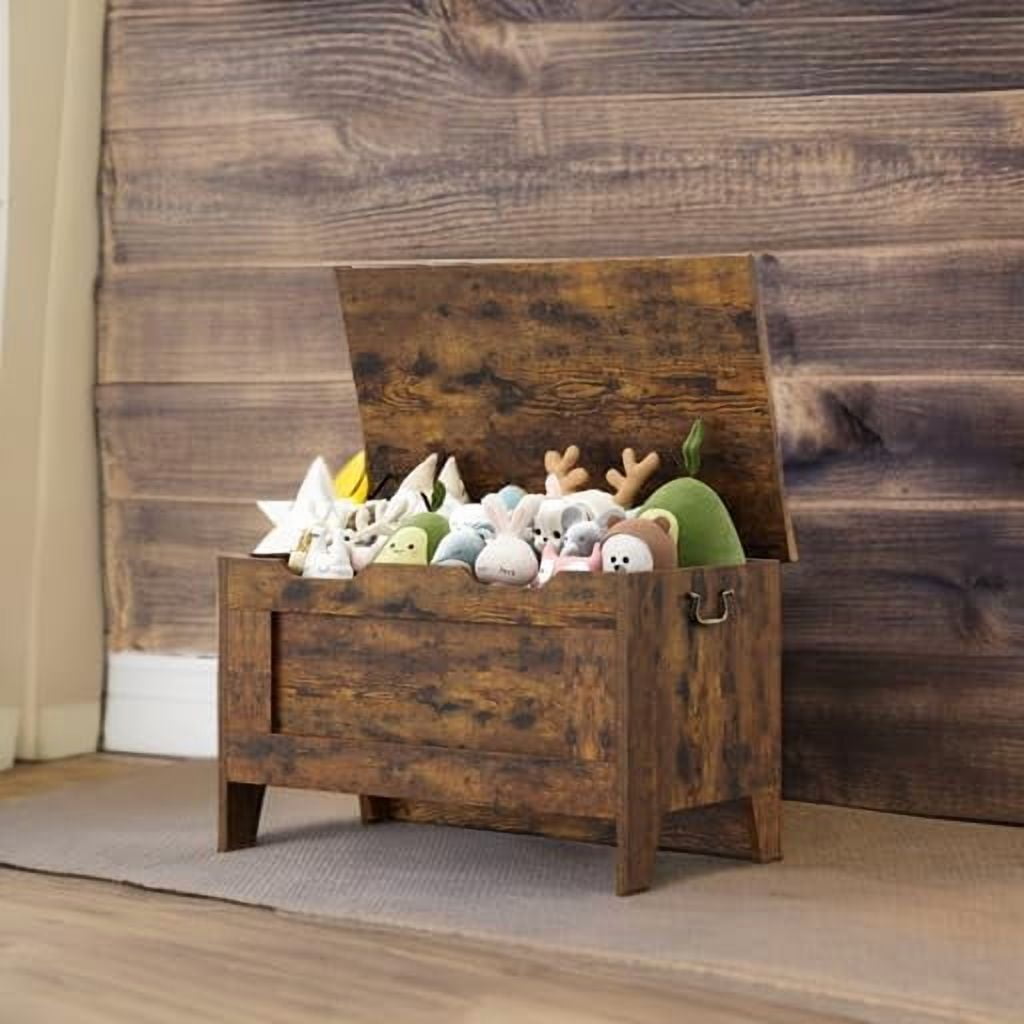 Kojooin Toy Storage Box with Lid, Wooden Toy Organizer, Unisex, with Safety Hinges, Entryway Storage Bench, 350 Lbs Load Capacity, Suitable for Living Room and Playroom
