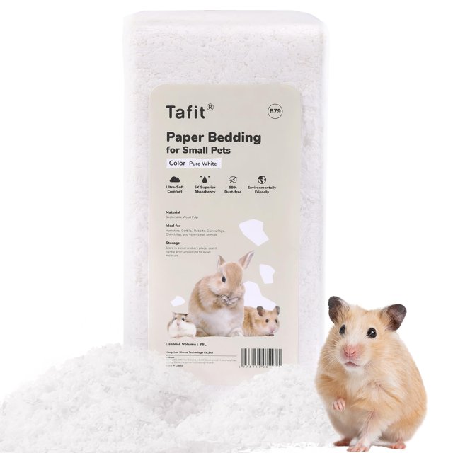 tafit Ropa de cama para hámster de papel natural suave, sin polvo, con control de olores, fuerte absorción, 36 litros, para hámster, cobaya, conejo, chinchilla, rata, ratones, animales pequeños (blanc