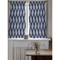 thumbnail image 4 of Abstract Navy Blue,Curtains 45 Inch Length,Sheer Curtains for Bedroom Living Room Window Modern Minimalistic Geometric Stripes Rod Pocket Drapes Kitchen Curtains Small Half Window 42"x45" 2 Panels, 4 of 7