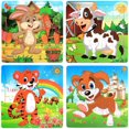 thumbnail image 1 of Juego de rompecabezas de madera para niños de 3 a 5 años, 20 piezas, animales, rompecabezas de madera coloridos para niños pequeños, rompecabezas educativos de aprendizaje, juguetes para niños y, 1 of 7