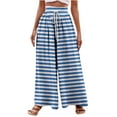 thumbnail image 2 of JXMVOJ Women's Fashionable Striped Printed Drawstring Wide Leg Pants - Light Blue,Leggings For Women Tummy Control, 2 of 5