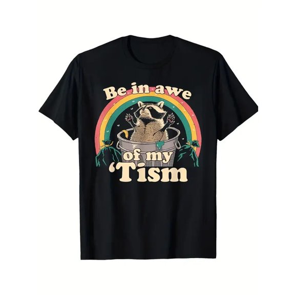 Autism Funny Be In Awe Graphic T-Shirt Funny Animal 100%Cotton,Gift for Men