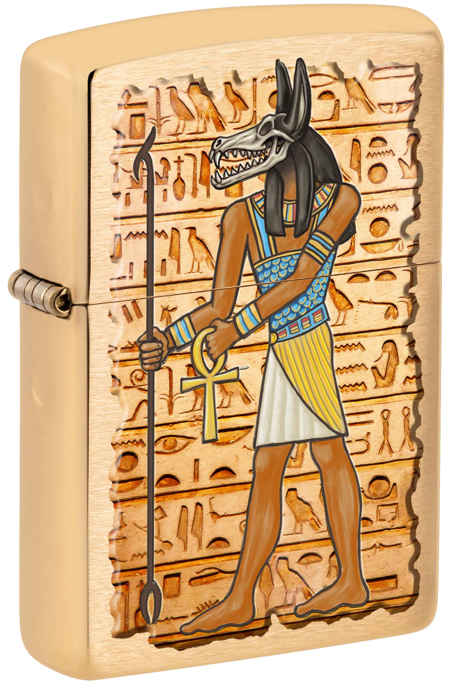 Zippo Lighter Egyptian Hieroglyphics Brushed Brass 80971