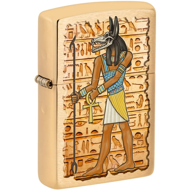 Zippo Lighter Egyptian Hieroglyphics Brushed Brass 80971