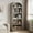 grey, variant on 71" Tall Bookshelf , 5 Shelf Arched Bookshelf with Doors Tall Bookcase Farmhouse Display Storage Rack for Home Office, Living Room