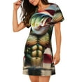 thumbnail image 2 of Lsque giant bass with big muscles Pattern Nightgowns for Women Sleep Shirts Short Sleeve Nightshirt Pullover Nightdress Soft Sleepwear Relaxed Fit Nightdress, 2 of 6