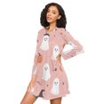 thumbnail image 3 of FORMRS Womens Long Sleeve Nightgowns Crew Neck Sleep Shirt Soft Pajamas Sizes S-3XL, Pink Cartoon Halloween, 3 of 8