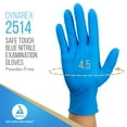 thumbnail image 2 of Dynarex Safe-Touch Disposable Nitrile Exam Gloves, Powder-Free, Latex-Free, Touchscreen Friendly, Blue, Extra-Large, 1 Case of 1,000 Gloves (10 Boxes of 100 Gloves), 2 of 7