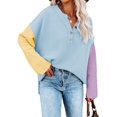 thumbnail image 1 of Suéter Pink Queen Fall 2024 Trendy Batwing Loose Blue para mujer, 1 of 6