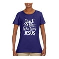 thumbnail image 2 of Wild Bobby Just A Girl Who Loves Jesus Inspirational/Christian Women Graphic Tee, Purple, 3X-Large, 2 of 5