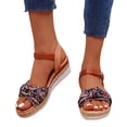 thumbnail image 4 of WIZUTIZ Wedge Sandals for Women Comfortable Sandals for Women Soft Comfort Stretch Beach Sandals Pull-On Round Toe Shoes Mid Heel (2"-3") Wide Solid Sandals Party Get It Today Gold, 4 of 5