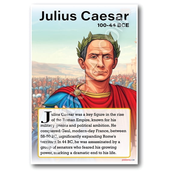 Julius Caesar - Roman General - Biography Poster 18 x 12 inch