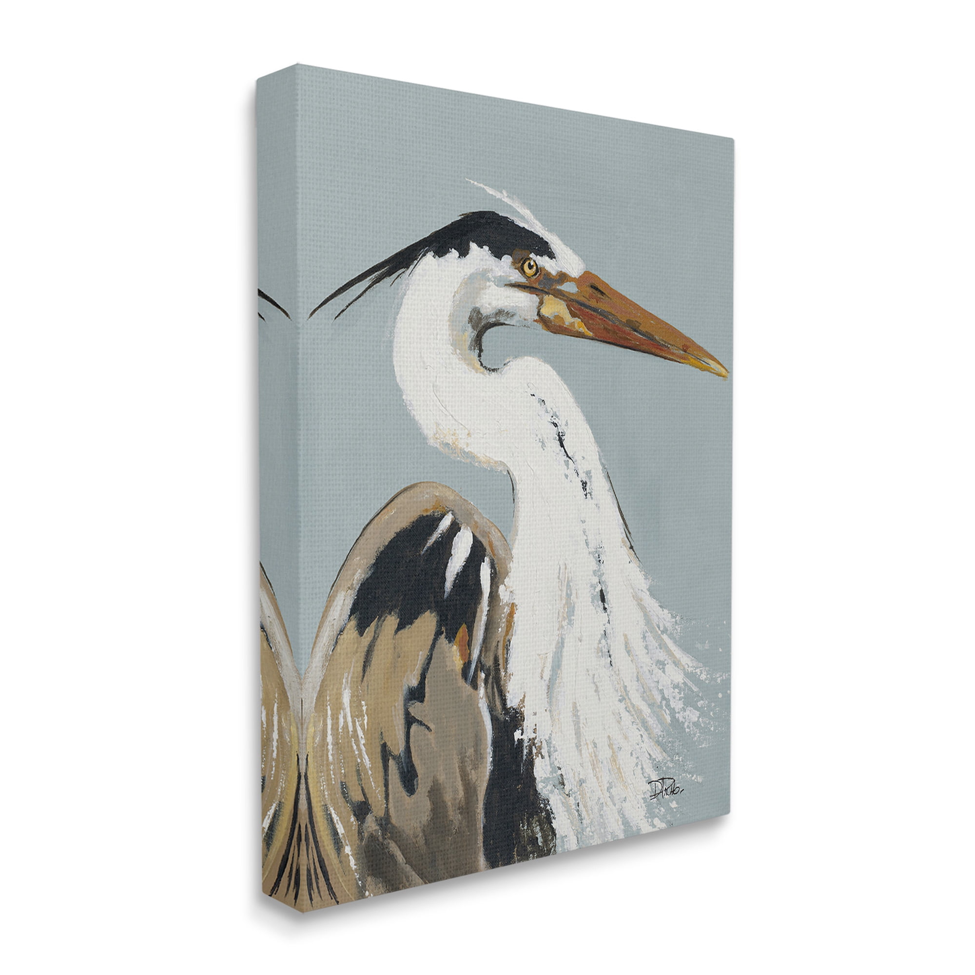 Stupell Industries Heron Looking Right Animals & Insects Painting Gallery Wrapped Canvas Art Print Wall Art, 36 x 48