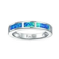 thumbnail image 4 of Bling Jewelry Womens  Blue Opal Inlay Stackable 1/2 Eternity Band Ring Sterling Silver, 4 of 6