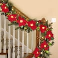 thumbnail image 1 of Guirnalda navideña de flores de Pascua con luces LED rojas de 2 m, guirnalda de luces LED artificiales, funciona con pilas, resistente al agua, ideal para fiestas temáticas navideñas, decoración de, 1 of 8