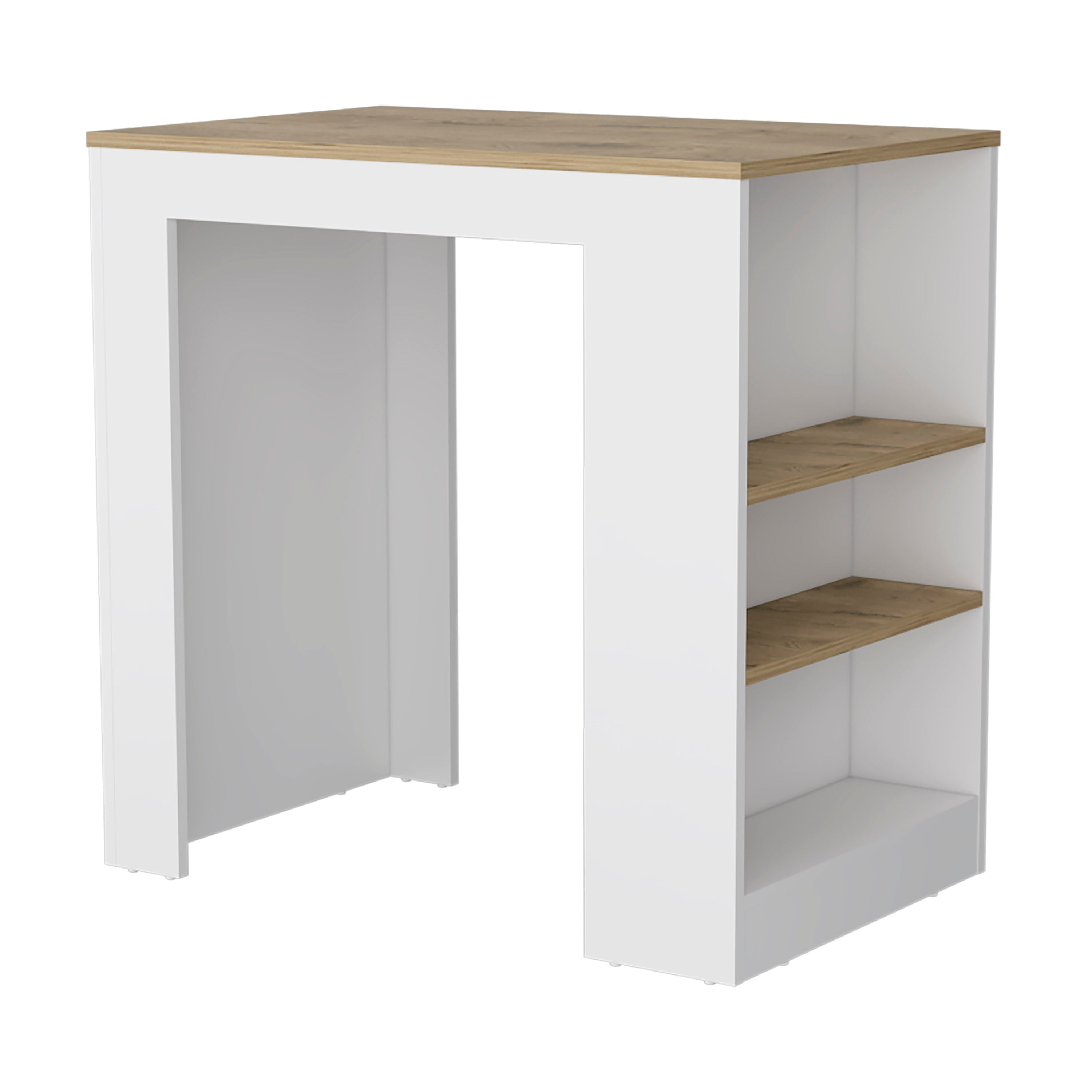LiviNest Compact Kitchen Island with Shelves: 8 sq ft Workspace & 50-Item Storage for Small Kitchens - 36.2"W x 23.2"D White Macadamia Kitchen Bar Table & Prep Station
