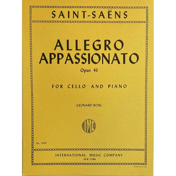 Saint-Saens Camille Allegro Appassionato Op43. For Cello and Piano (IMC # 1648)