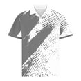 thumbnail image 5 of BiZtdJrK Golf Athletic T-Shirts for Men Button Collared Short Sleeve Polos Shirt Geometry Printed Casual Workout Tops, Gray, M, 5 of 6