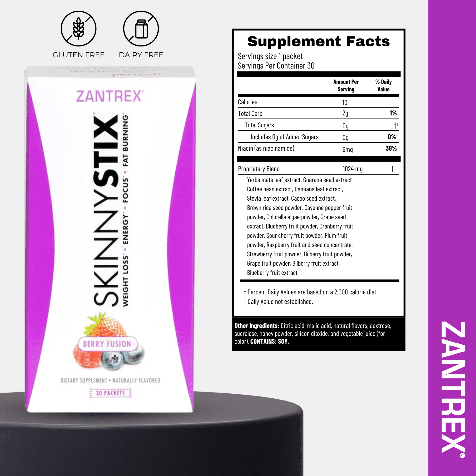 Zantrex SkinnyStix – Energy, Appetite Support, Weight Management Drink Mix, 10 Calories, Mixed Berry, 30 Packets