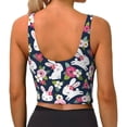 thumbnail image 4 of Goofa Rabbit And Rose Printed Sports Bras for Women, High Impact Running Bra Workout Crop Tank Tops Longline Sports Bra Push up-Large, 4 of 9