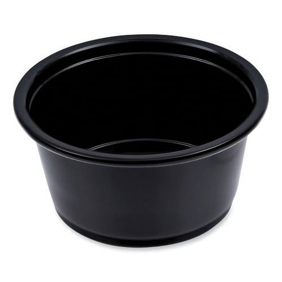 Boardwalk Souffle/Portion Cups, 2 oz, Polypropylene, Black, 125 Cups/Sleeve, 20 Sleeves/Carton, Each