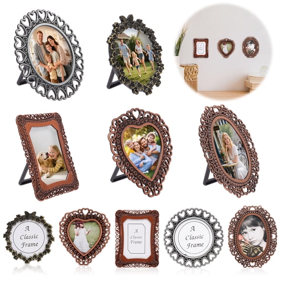 10 Pcs Mini Vintage Picture Frame Small Picture Frame Tiny Photo Frames for Home Decor Tabletop Display Photo Gallery Art