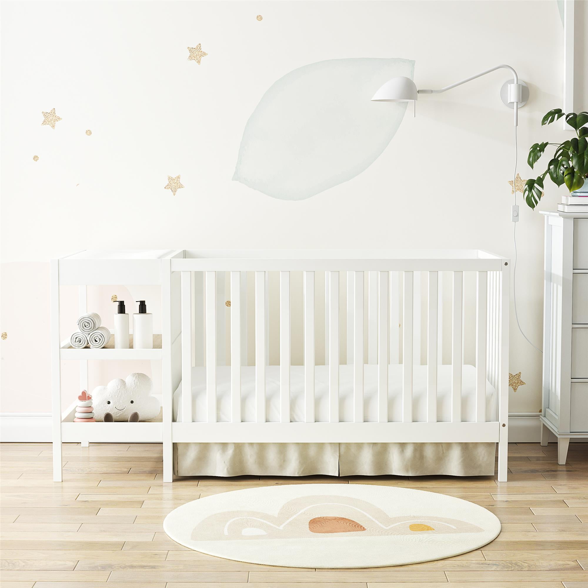 Baby Relax Ema 3-in-1 Convertible Crib & Changer Combo, White